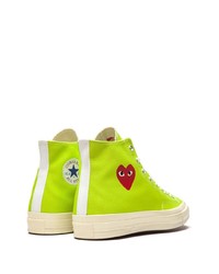gelbgrüne bedruckte hohe Sneakers aus Segeltuch von Converse