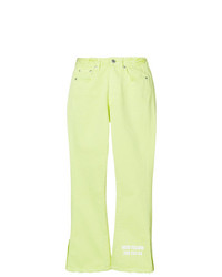 gelbgrüne bedruckte Jeans von MSGM