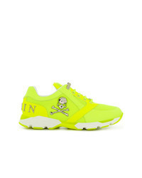 gelbgrüne bedruckte niedrige Sneakers