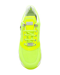 gelbgrüne bedruckte niedrige Sneakers von Philipp Plein