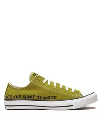 gelbgrüne bedruckte Segeltuch niedrige Sneakers von Converse