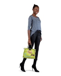 gelbgrüne bedruckte Shopper Tasche aus Leder von SURI FREY