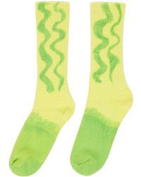 gelbgrüne bedruckte Socken von Collina Strada