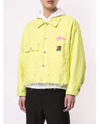 gelbgrüne bestickte Shirtjacke von Doublet