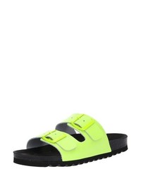 gelbgrüne flache Sandalen aus Leder von Vero Moda