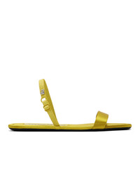 gelbgrüne flache Sandalen aus Satin von Alexander Wang