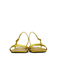 gelbgrüne flache Sandalen aus Satin von Alexander Wang