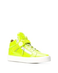 gelbgrüne hohe Sneakers aus Leder von Giuseppe Zanotti