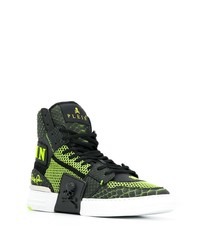 gelbgrüne hohe Sneakers aus Leder von Philipp Plein