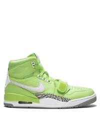 gelbgrüne hohe Sneakers aus Leder von Jordan