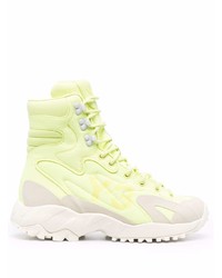 gelbgrüne hohe Sneakers aus Leder von Y-3