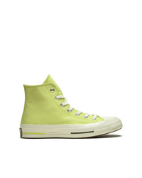 gelbgrüne hohe Sneakers aus Segeltuch
