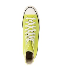 gelbgrüne hohe Sneakers aus Segeltuch von Converse