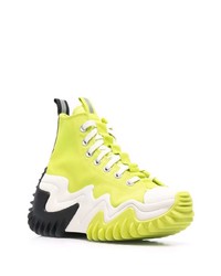 gelbgrüne hohe Sneakers aus Segeltuch von Converse
