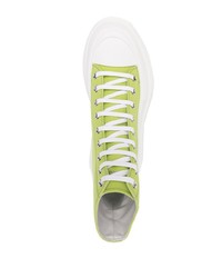 gelbgrüne hohe Sneakers aus Segeltuch von Alexander McQueen