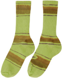 gelbgrüne horizontal gestreifte Socken von Collina Strada