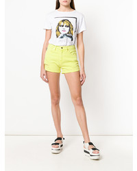 gelbgrüne Jeansshorts von Love Moschino