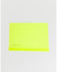 gelbgrüne Leder Clutch von Monki