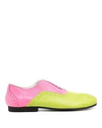 gelbgrüne Leder Derby Schuhe