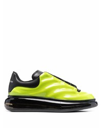 gelbgrüne Leder niedrige Sneakers von Alexander McQueen