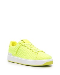 gelbgrüne Leder niedrige Sneakers von Balmain