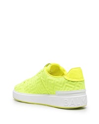 gelbgrüne Leder niedrige Sneakers von Balmain
