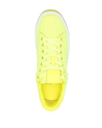 gelbgrüne Leder niedrige Sneakers von Balmain