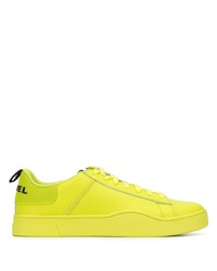 gelbgrüne Leder niedrige Sneakers von Diesel