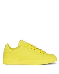 gelbgrüne Leder niedrige Sneakers von Dolce & Gabbana