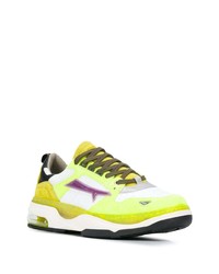gelbgrüne Leder niedrige Sneakers von Premiata