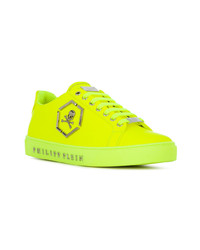 gelbgrüne Leder niedrige Sneakers von Philipp Plein