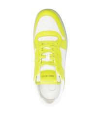 gelbgrüne Leder niedrige Sneakers von Jimmy Choo