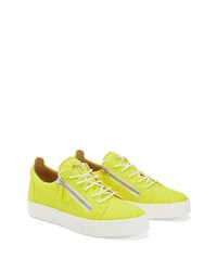 gelbgrüne Leder niedrige Sneakers von Giuseppe Zanotti