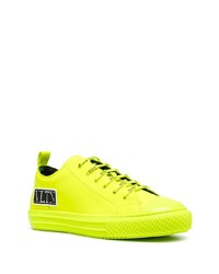 gelbgrüne Leder niedrige Sneakers von Valentino Garavani