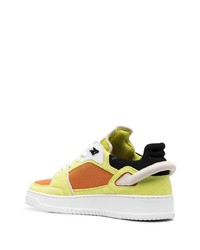 gelbgrüne Leder niedrige Sneakers von Buscemi