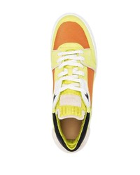 gelbgrüne Leder niedrige Sneakers von Buscemi