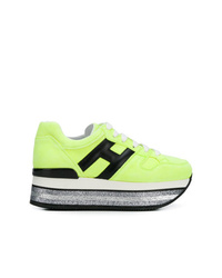 gelbgrüne Leder niedrige Sneakers von Hogan