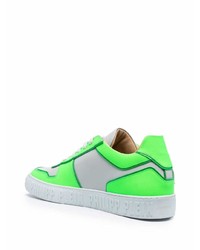 gelbgrüne Leder niedrige Sneakers von Philipp Plein