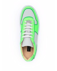 gelbgrüne Leder niedrige Sneakers von Philipp Plein