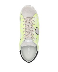 gelbgrüne Leder niedrige Sneakers von Philippe Model Paris