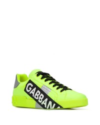 gelbgrüne Leder niedrige Sneakers von Dolce & Gabbana