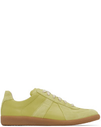 gelbgrüne Leder niedrige Sneakers von Maison Margiela