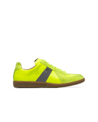 gelbgrüne Leder niedrige Sneakers von Maison Margiela