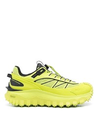 gelbgrüne Leder niedrige Sneakers von Moncler