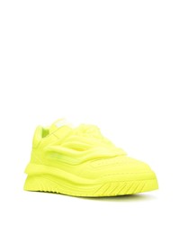gelbgrüne Leder niedrige Sneakers von Versace