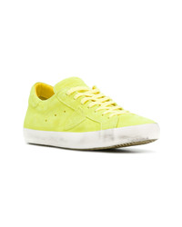gelbgrüne Leder niedrige Sneakers von Philippe Model