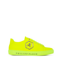 gelbgrüne Leder niedrige Sneakers von Philipp Plein