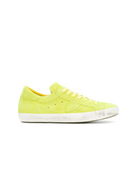 gelbgrüne Leder niedrige Sneakers von Philippe Model