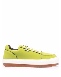 gelbgrüne Leder niedrige Sneakers von Sunnei