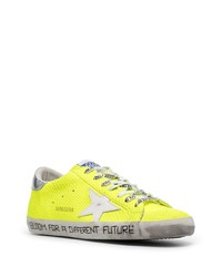 gelbgrüne Leder niedrige Sneakers von Golden Goose